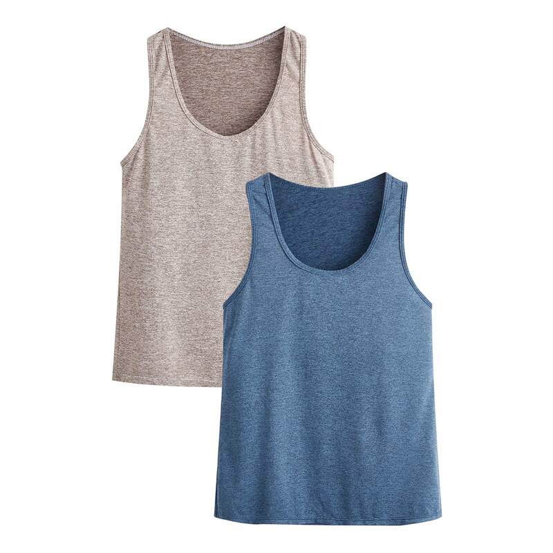 

2pcs Solid Sports Tank Top, Multicolor