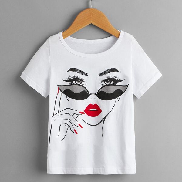 

Toddler Girls Figure Graphic Tee, White