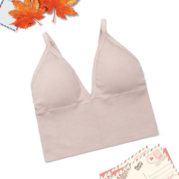 

Girls Rib-knit Solid Bra, Apricot