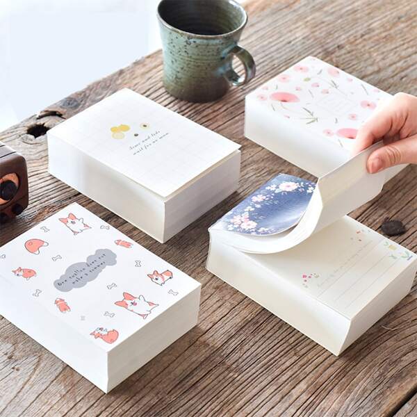 

1pc Mixed Pattern Random Memo Pad, Multicolor
