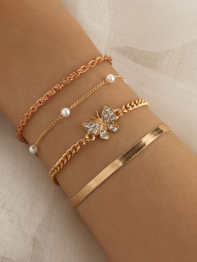 4入組水鑽裝飾手鐲