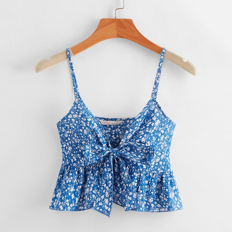 

Ditsy Floral Bow Front Cami, Blue