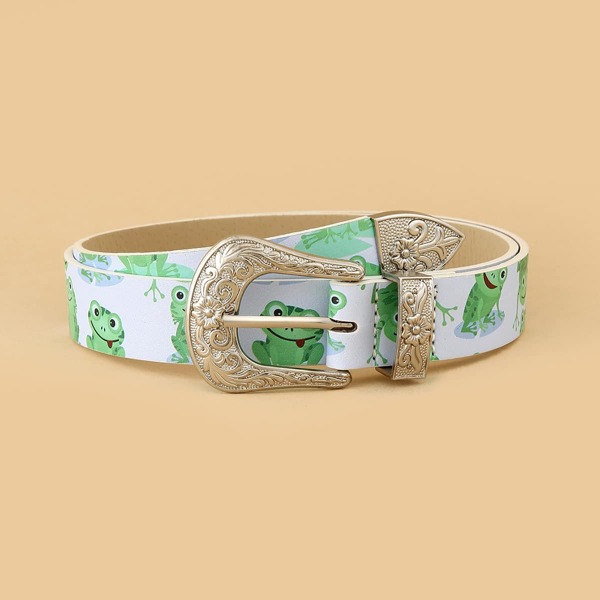 

Cartoon Frog Print Belt, Multicolor