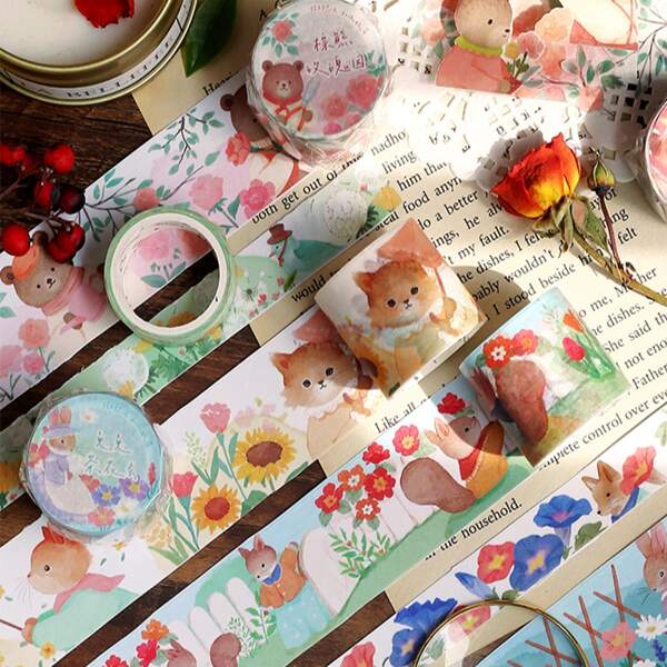 

1roll Cartoon Graphic Random Decorative Tape, Multicolor