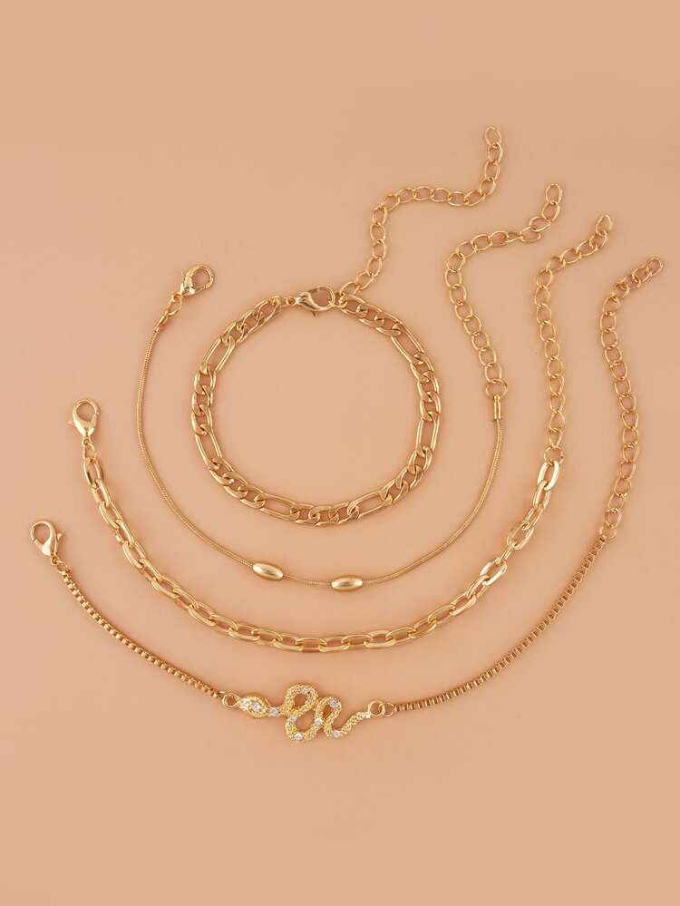 4pcs Rhinestone Decor Bracelet