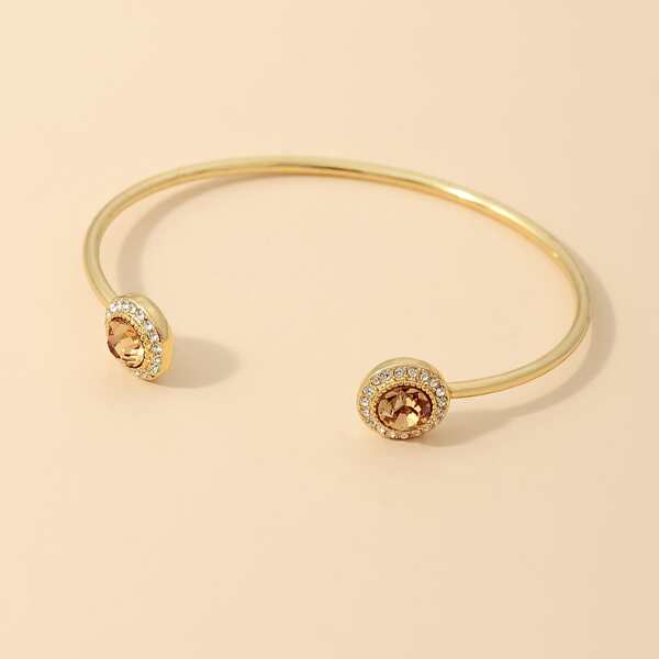 

Rhinestone Decor Cuff Bangle, Gold