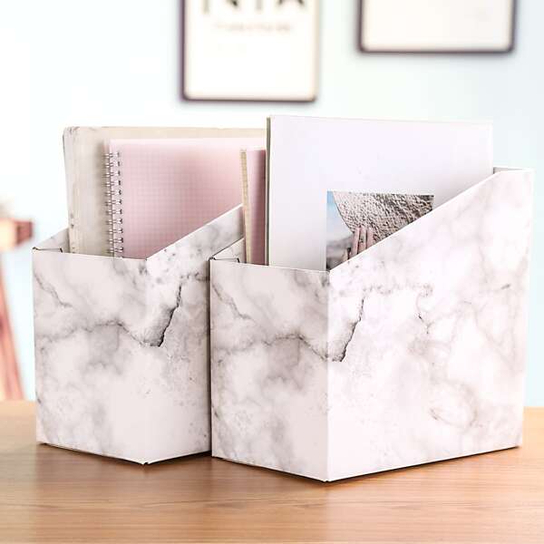 

1pc Marble Pattern Bookend, Light grey