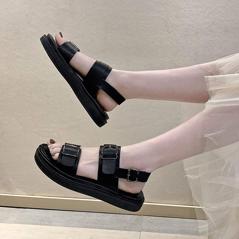

Buckle Strap Slingback Sandals, Black