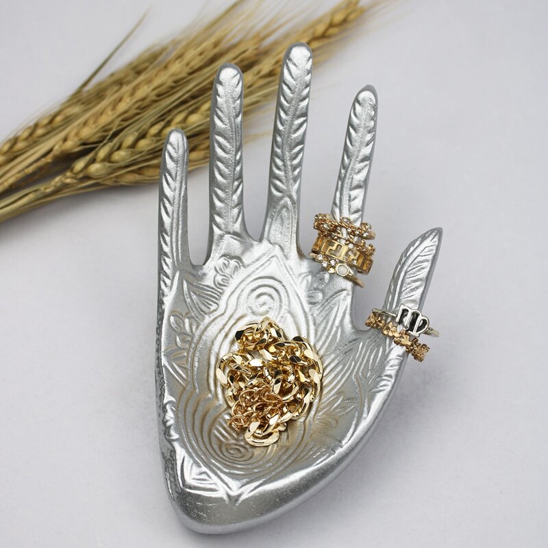 

1pc Hand Shaped Jewelry Storage Rack, Silver