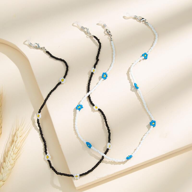 

2pcs Beaded Glasses Chain, Multicolor