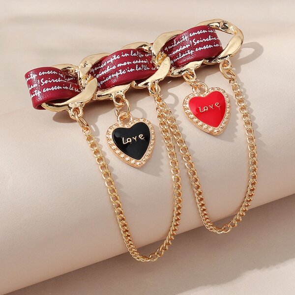 

Heart Charm Brooch, Multicolor
