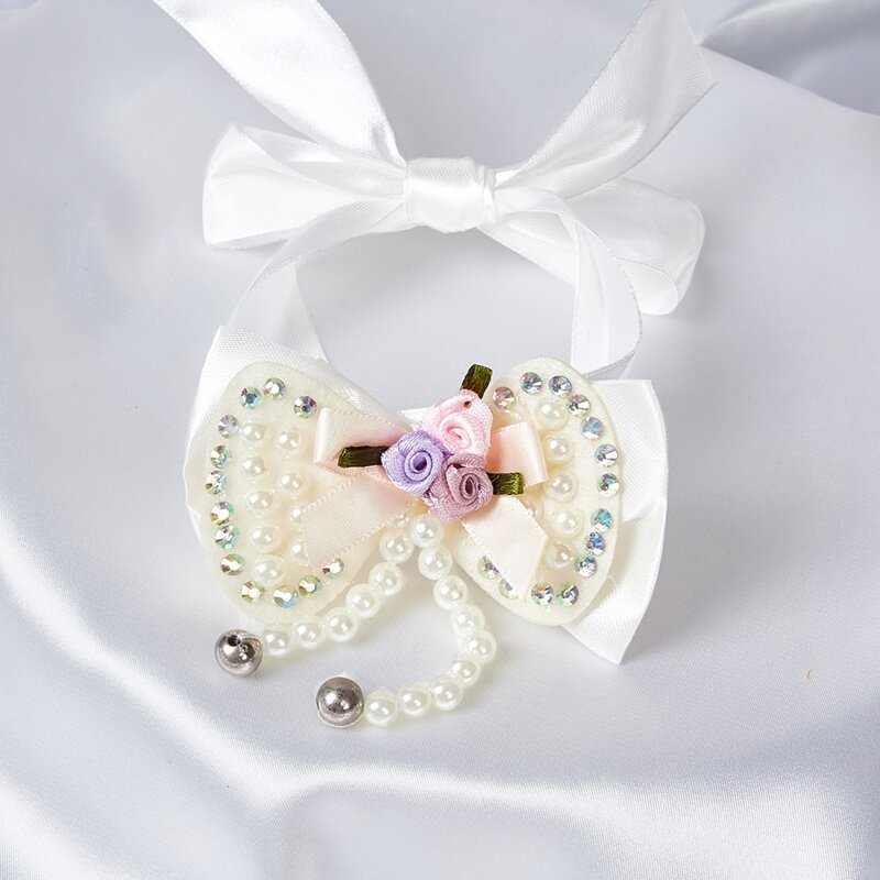 

Pearl Decor Pet Bow, White