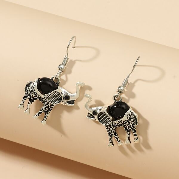 

Animal Design Drop Earrings, Antique silver