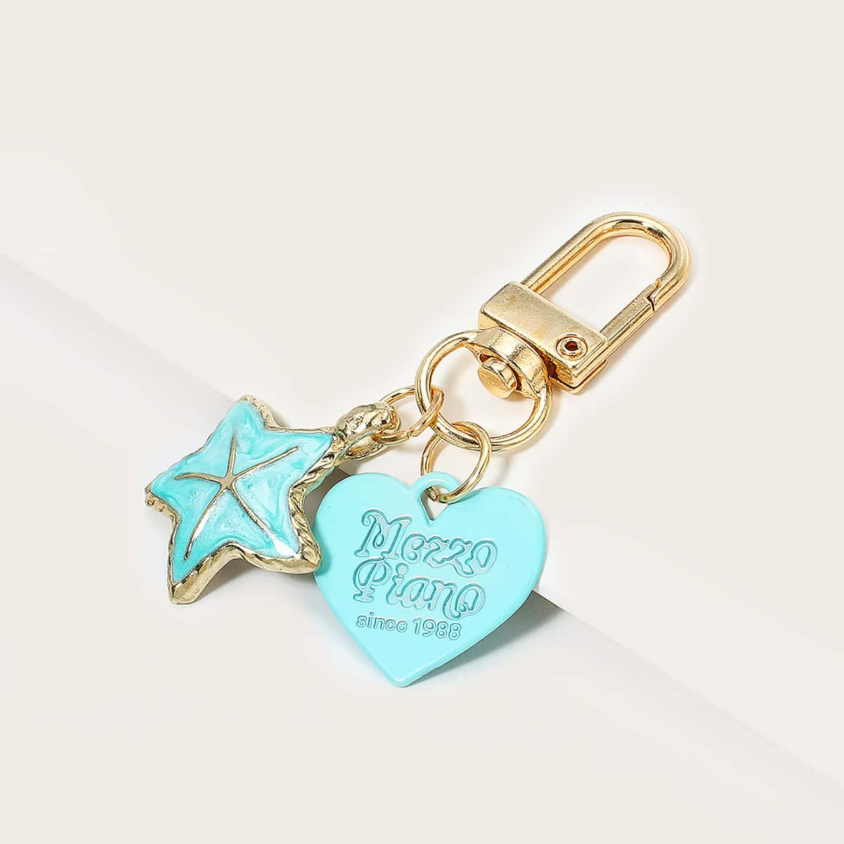 

Heart & Starfish Bag Charm, Mint blue