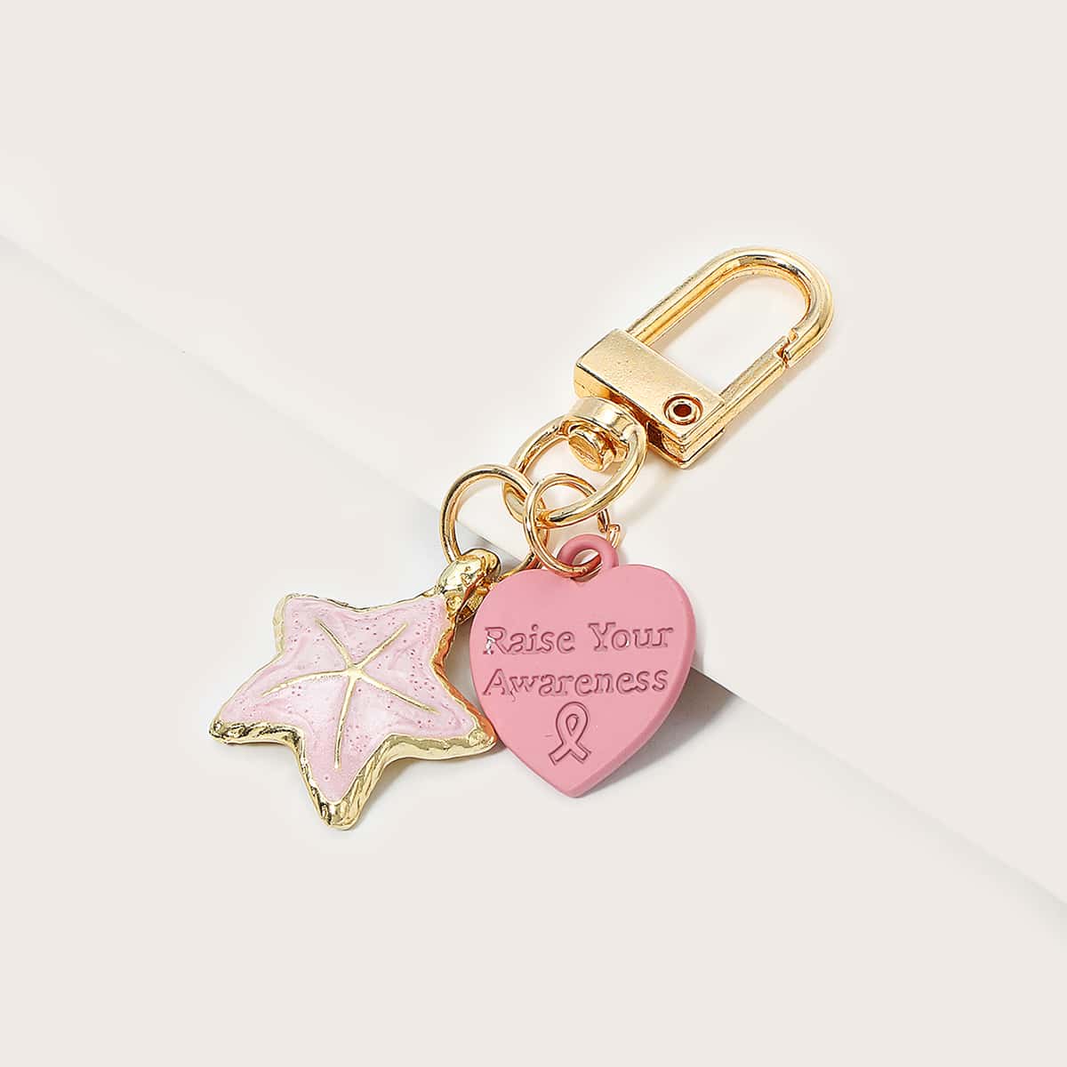 

Heart & Starfish Bag Charm, Pink