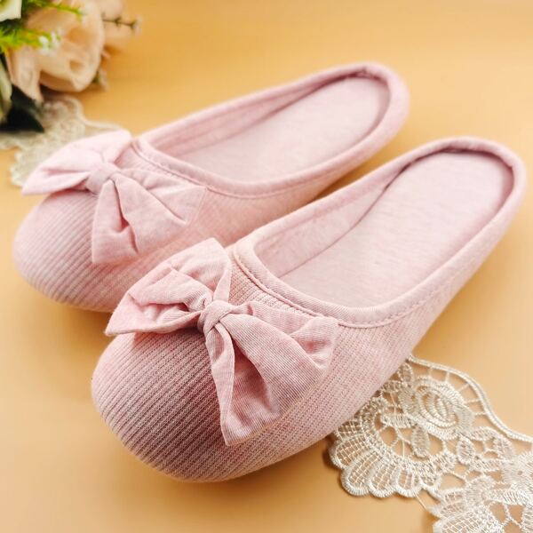 

Bow Decor Bedroom Slippers, Pink