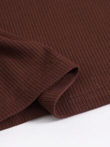 SHEIN Vestido Canalé Liso Casual - Café integral - Ver 5