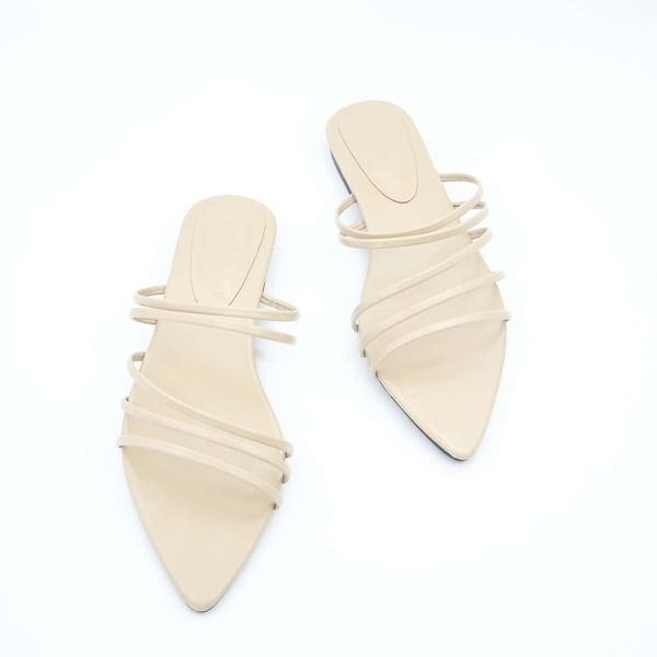

Minimalist Strappy Slide Sandals, Beige
