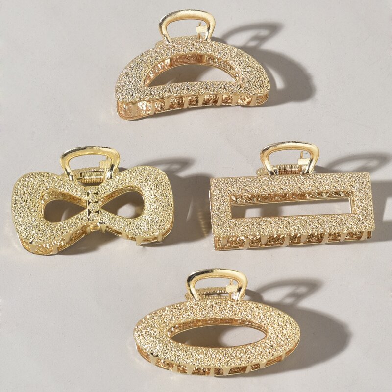 

4pcs Bow Design Hair Claw, Gold