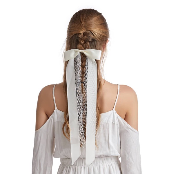 

Bow Decor Hair Clip, White