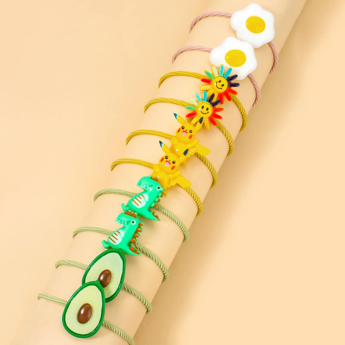 

10pcs Cartoon Decor Hair Tie, Multicolor