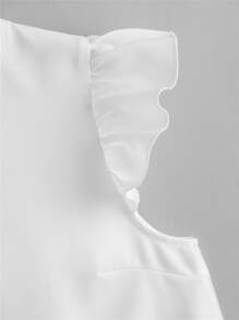 SHEIN Clasi 荷葉邊鐳射剪裁上衣 - 白色 - 查看 4