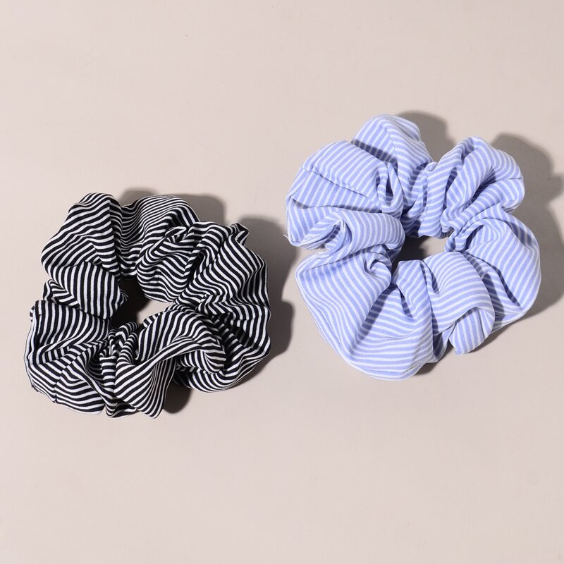 

2pcs Striped Print Scrunchie, Multicolor
