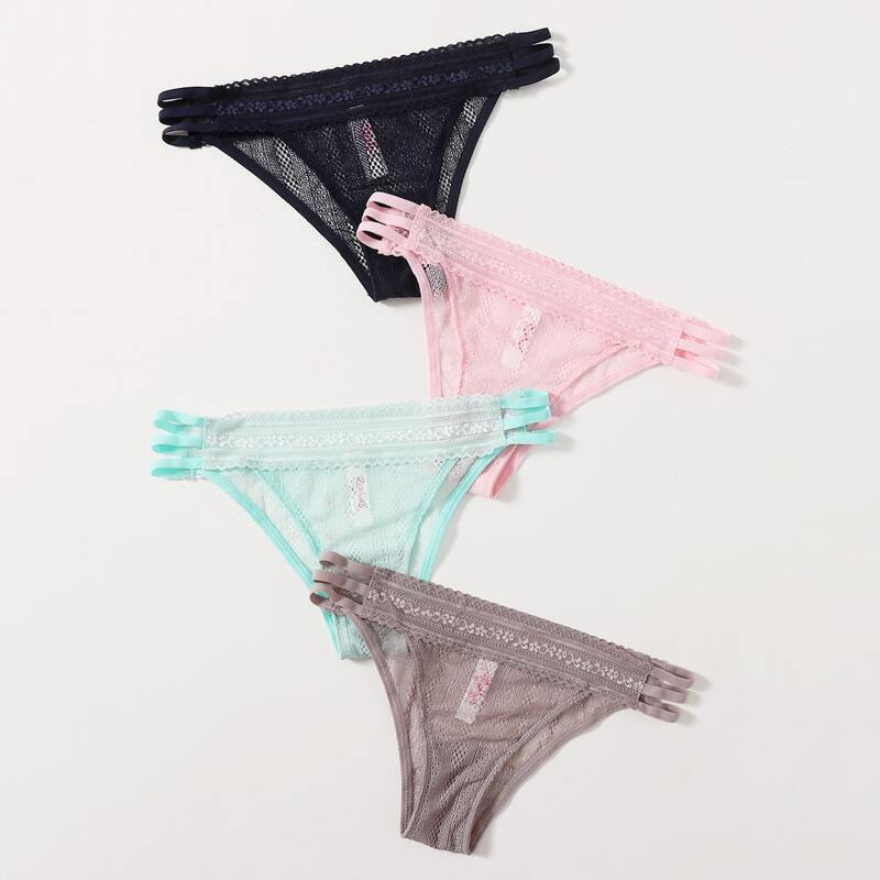 

4pack Cut Out Panty Set, Multicolor