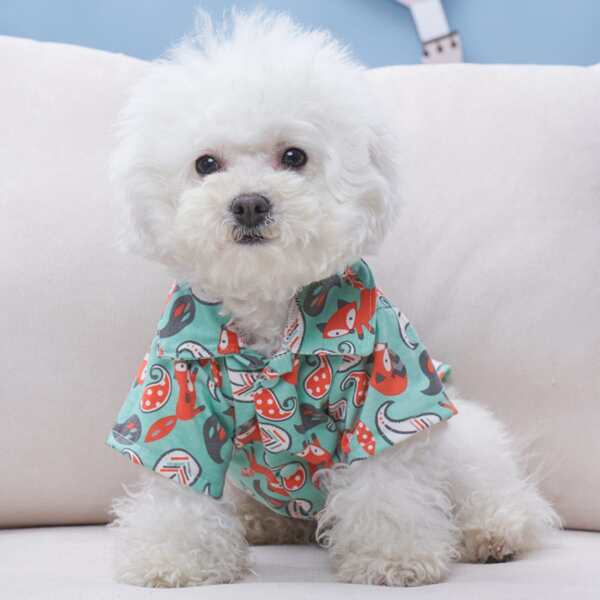 

Cartoon Fox Print Pet Shirt, Multicolor