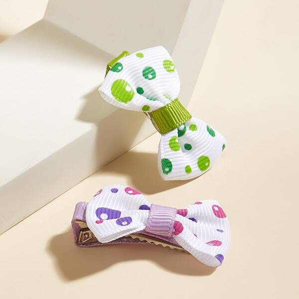 

2pcs Bow Decor Random Color Pet Hair Clip, Multicolor