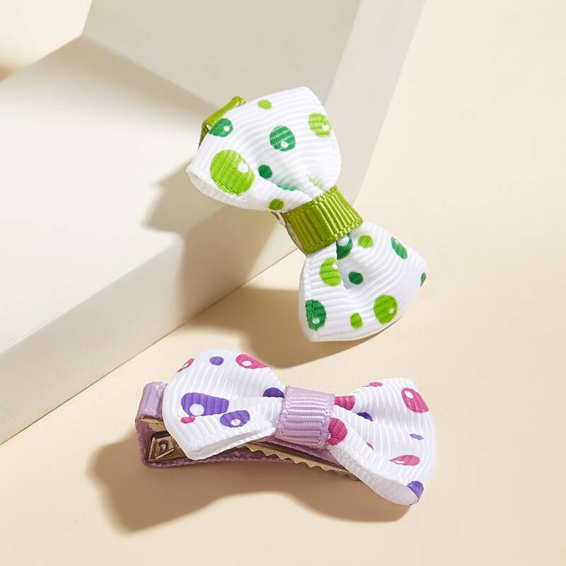 

2pcs Bow Decor Random Color Pet Hair Clip, Multicolor