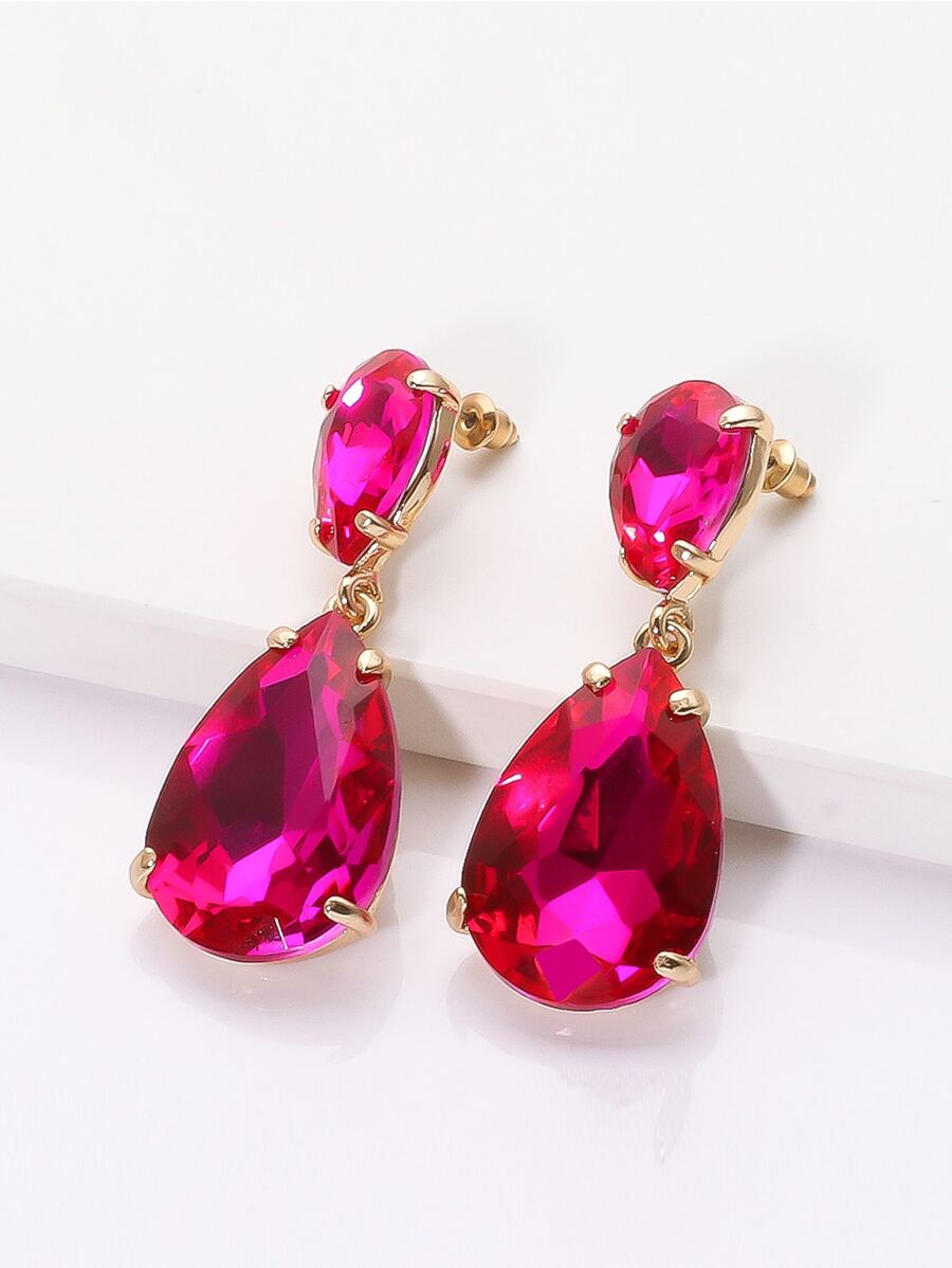 juran Rhinestone Water Drop Earrings