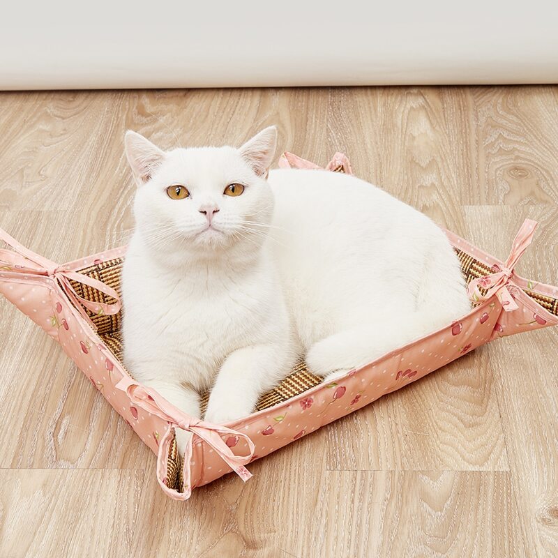 

Cherry Print Pet Mat, Pink