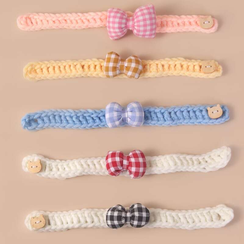 

1pc Bow Decor Random Color Pet Necklace, Multicolor
