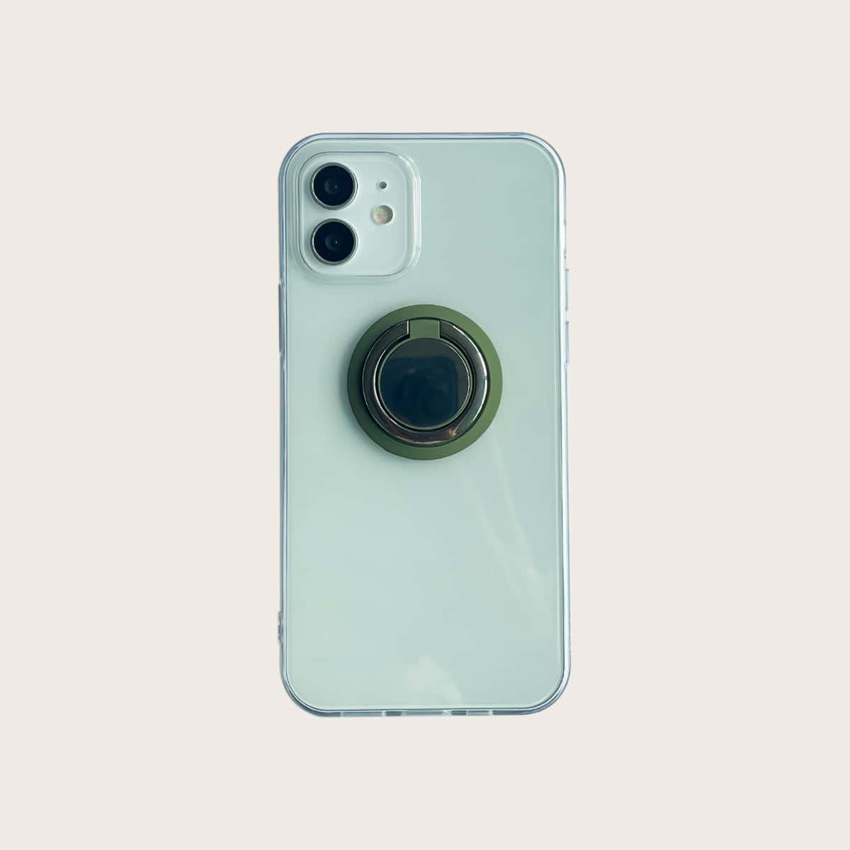 

1pc Phone Case With Ring Holder, Green