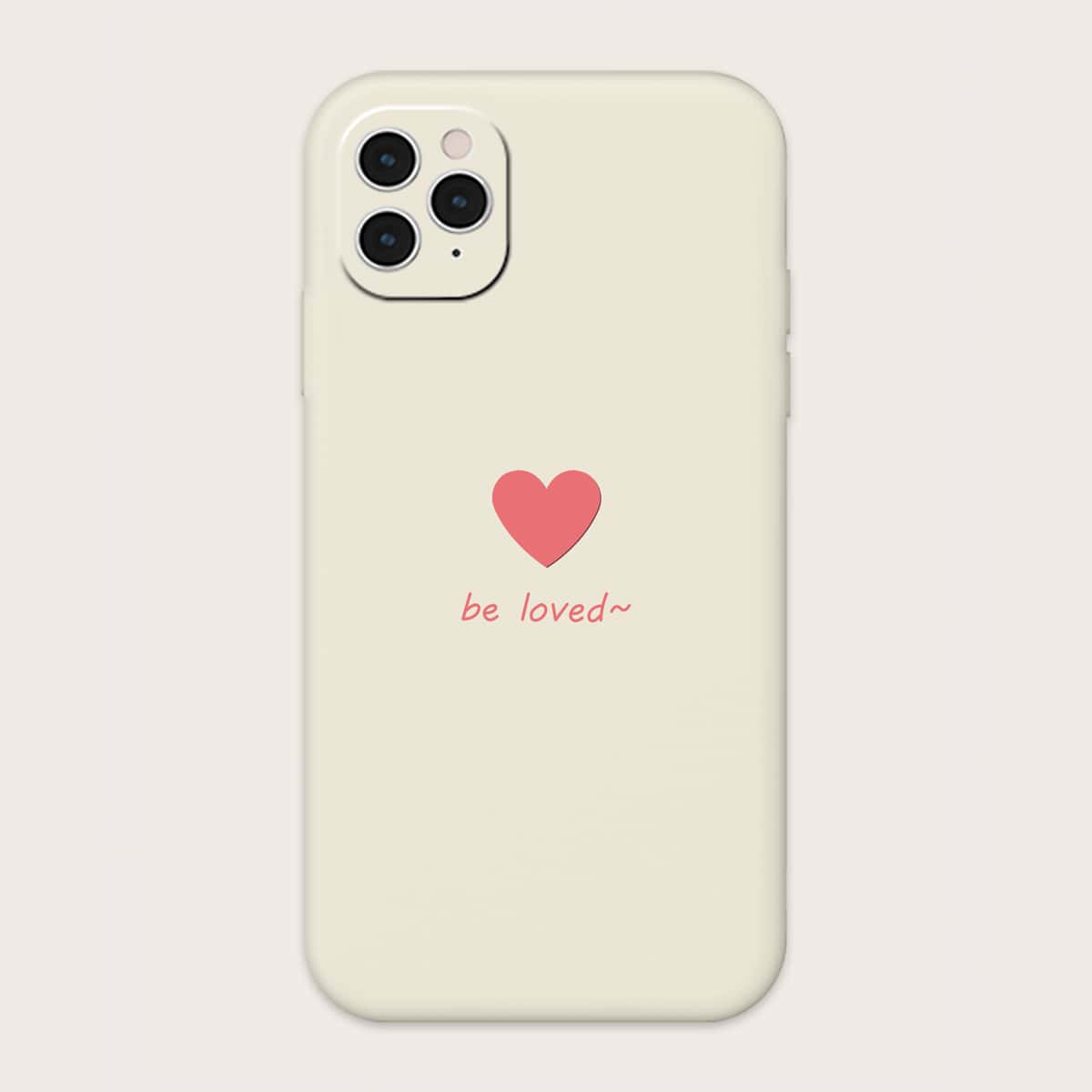 

Heart & Letter Print Phone Case, Multicolor