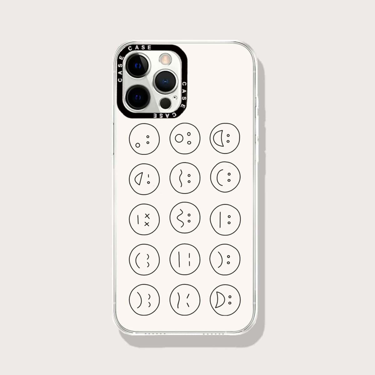 

Face Print Phone Case, Black and white