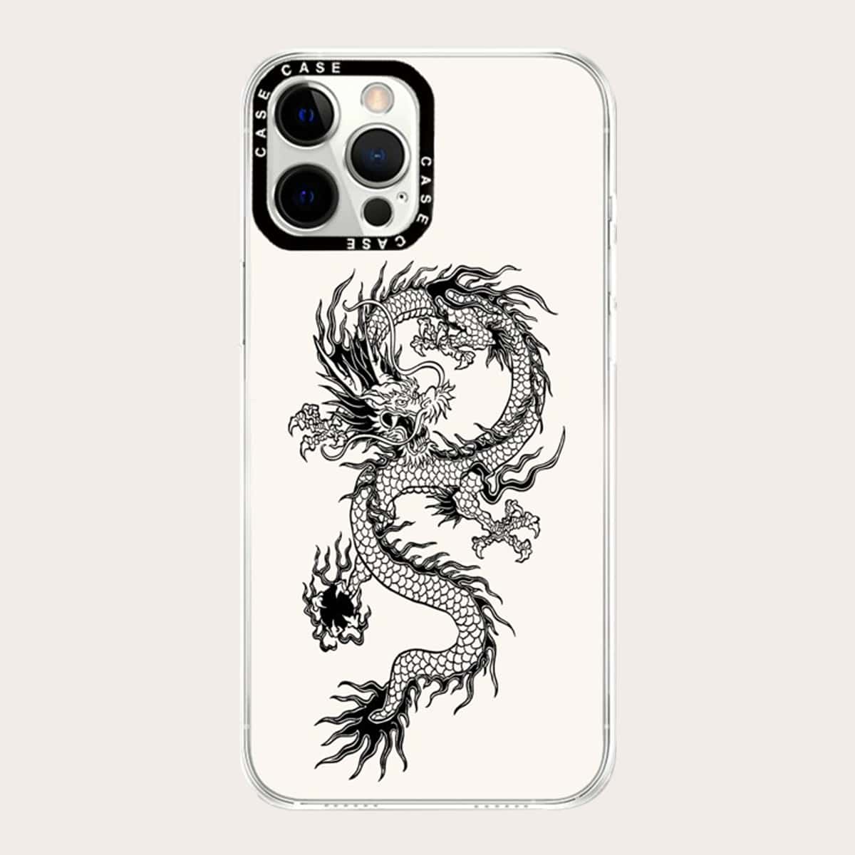 

Dragon Print Phone Case, Black