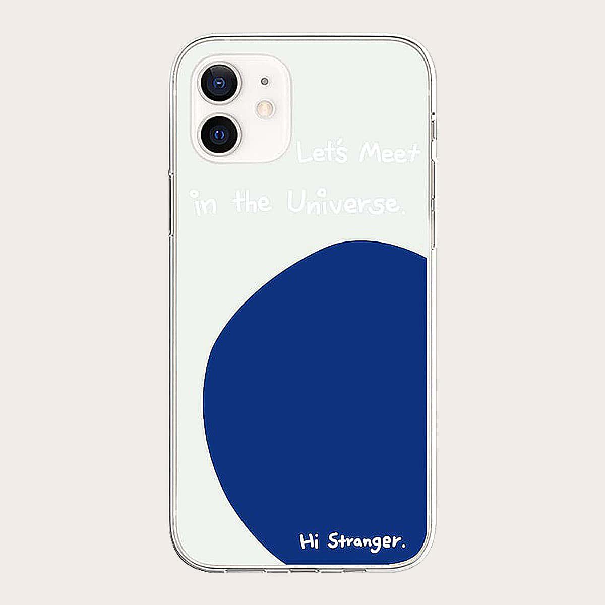 

Letter Print Phone Case, Blue