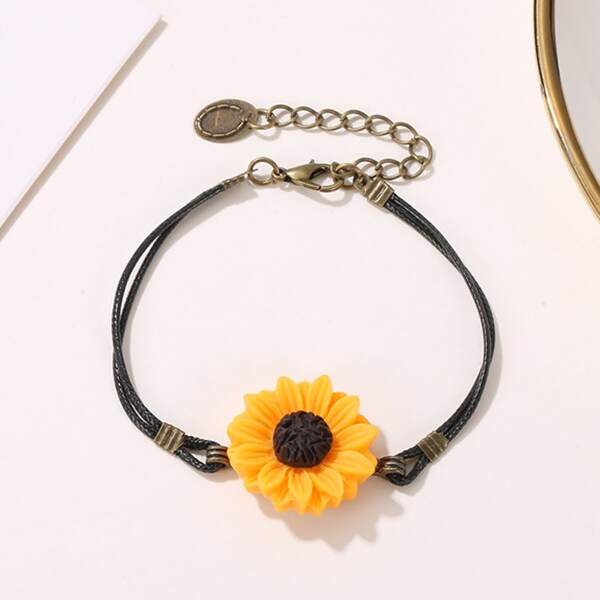 

Girls Flower Decor Bracelet, Multicolor