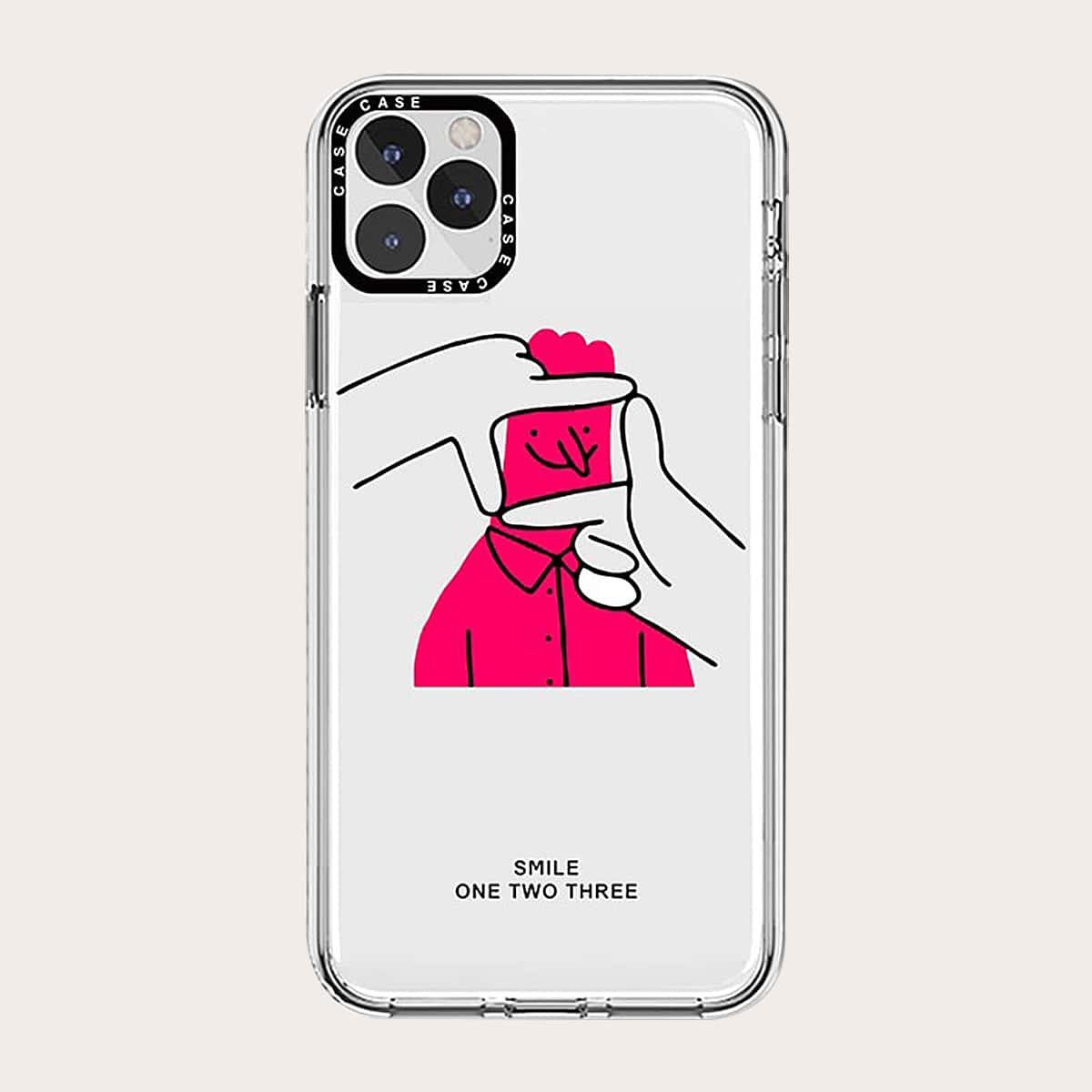 

Cartoon Print Phone Case, Hot pink