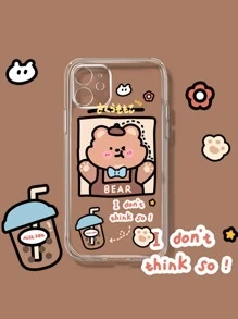 Cartoon Bear Clear Phone Case - Multicolor - View 3