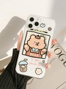 Cartoon Bear Clear Phone Case - Multicolor - View 4
