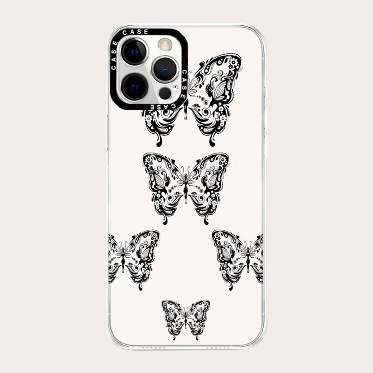 

Butterfly Print Phone Case, Black