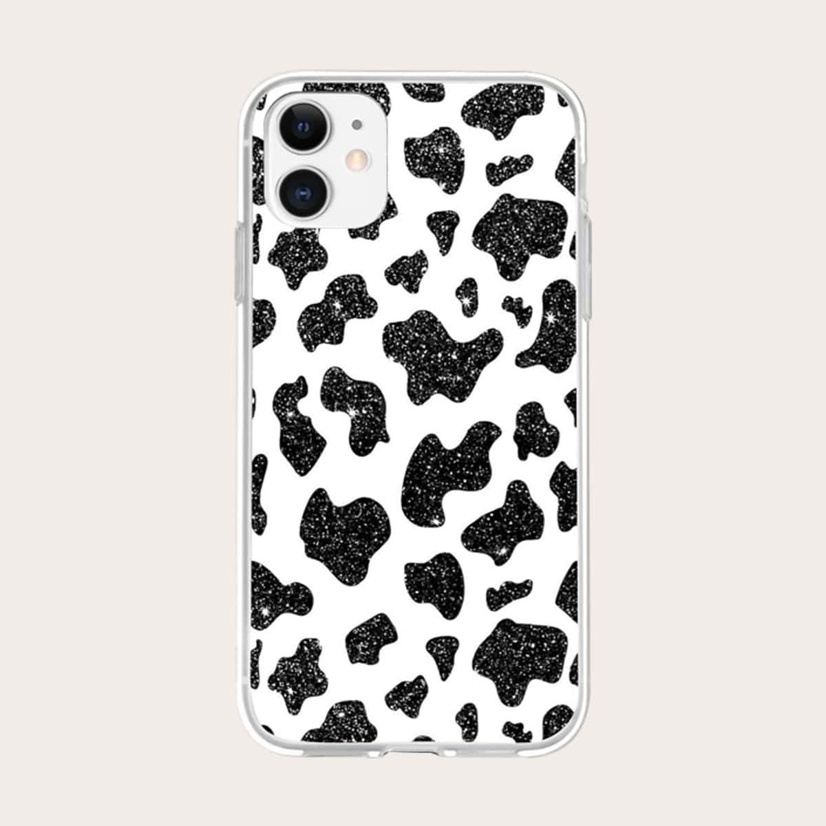 

Cow Print Phone Case, Black