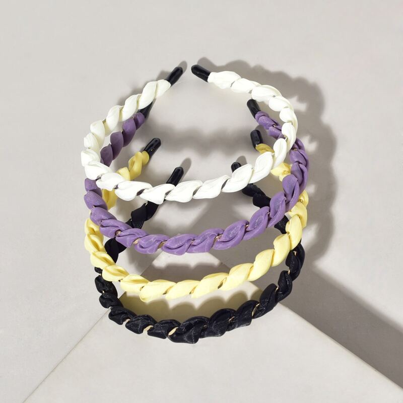 

4pcs Braided Headband, Multicolor