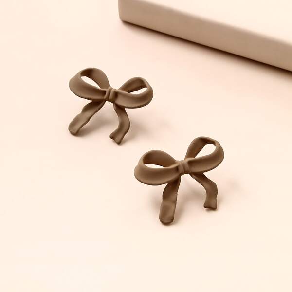 

Bow Knot Decor Stud Earrings, Brown