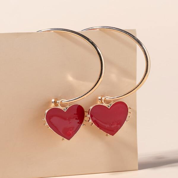 

Heart Drop Earrings, Gold