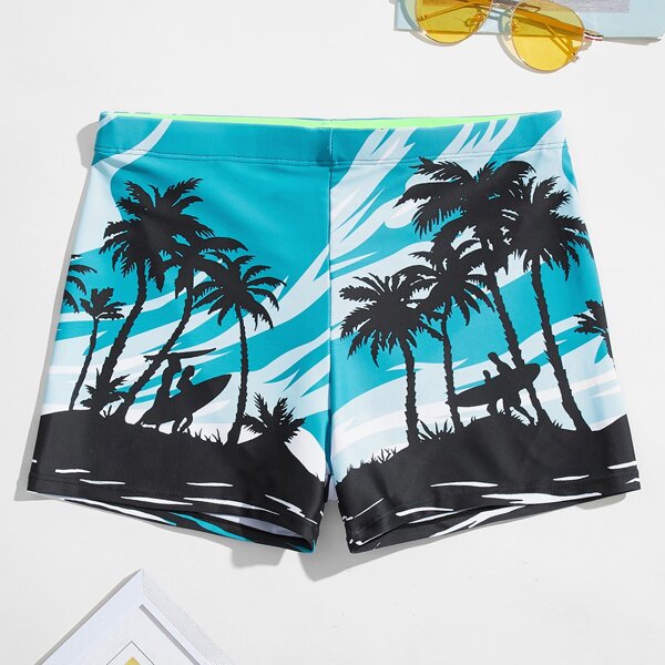 

Men Palm Tree Swim Trunks, Multicolor