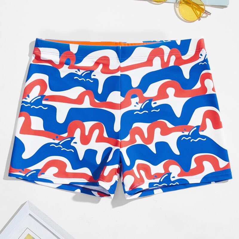 

Guys Graphic Print Swim Trunks, Multicolor